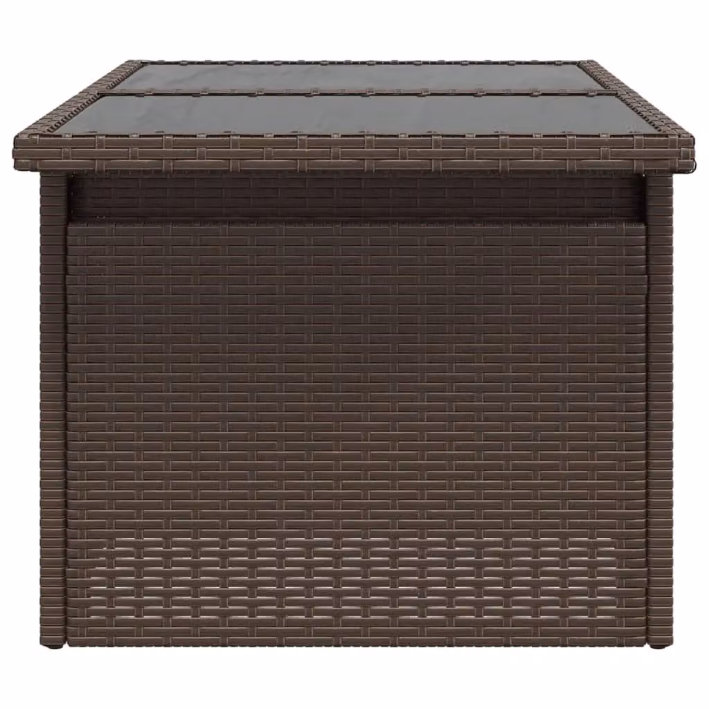 Berkfield Home Brown Poly Rattan Garden Table with Glass Top, W/D/H: 100 x 55 x 73 cm – 4