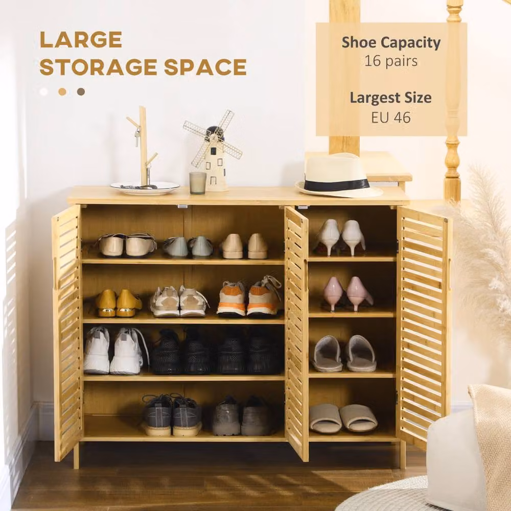 Wyld Haus Elfi Naba Natural Bamboo 3 Door Shoe Cabinet in Brown and Beige, W/D/H: 80 x 35 x 35 cm – 3