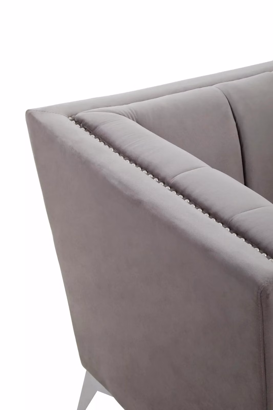 Orsina Lounge Chair by Interiors by Premier in Grey Silver Velvet with Armrests – 2