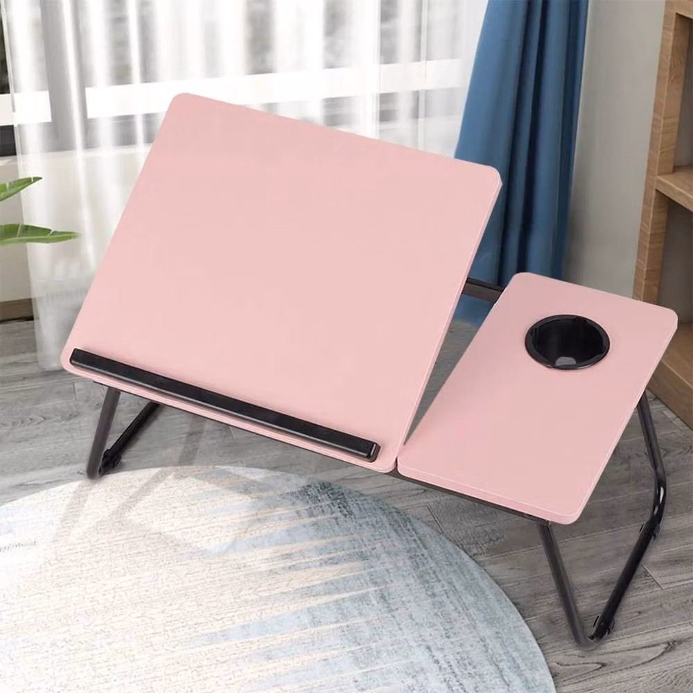 VOGREX Folding Laptop Table Stand in Pink with Tilting Top and Adjustable Height – 3
