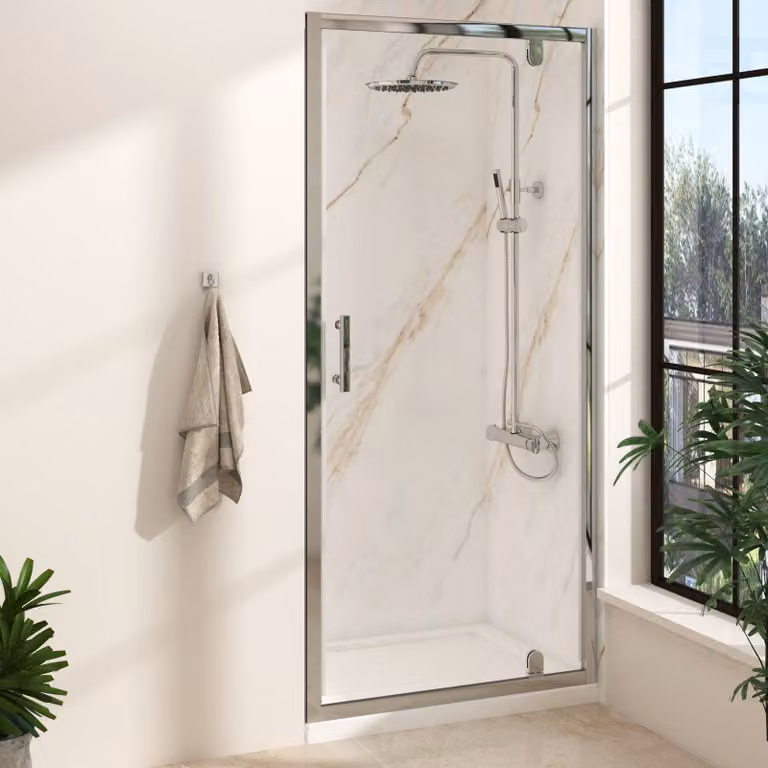 Royal Bathrooms Cube 6mm Pivot Shower Door, Transparent, W: 90 cm, H: 185 cm