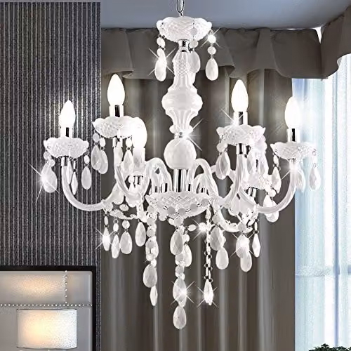 Globo Lighting Cuimbra I Acrylic Suspended Ceiling Light in White with 6 x E14 Sockets – 3