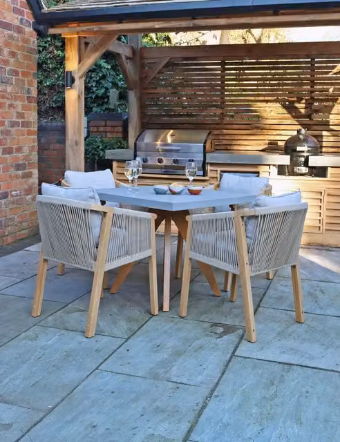 Royalcraft Luna 4 Seater Garden Table and Chairs Set in Natural Acacia Wood