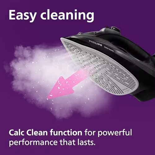 Philips 5000 Series Steam Iron in Black with Non-Stick Plate, Anti-Calc and Vertical Steam Functions – 7