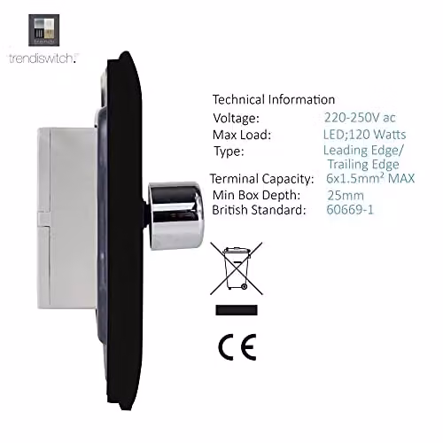 Trendi Switch 4 Gang LED Dimmer Light Switch in Matt Black – 3
