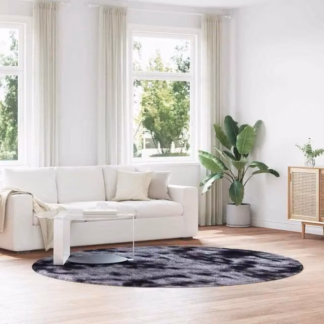 Berkfield Home NAVARRA Shaggy High Pile Rug, Dark Grey, W/D/H: 240 x 240 x 1 cm