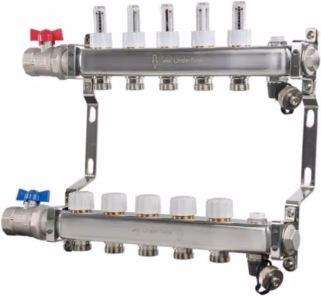 John Guest Speedfit UFH Euroconus Manifold BVAL 5 Port JGUFHMAN5E Grey