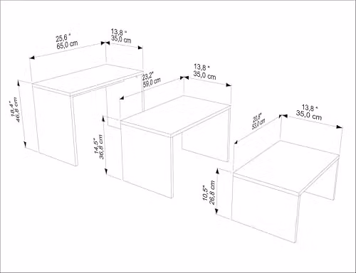 Decorotika Andro Set of 3 Nesting Coffee Tables in Brown – 2