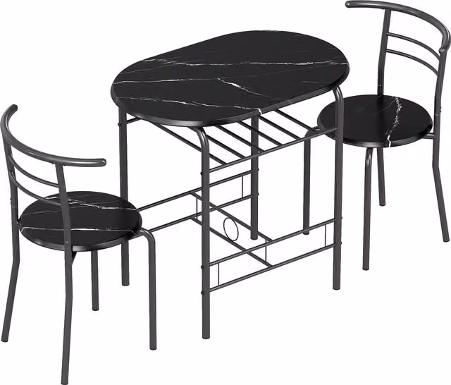 HOMCOM Three-Piece Compact Modern Dining Set in Black