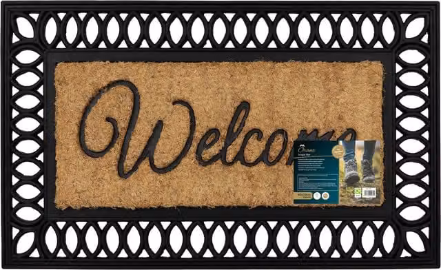 JVL Orana Embossed Coir and Rubber Tuffscrape Doormat, Brown and Yellow