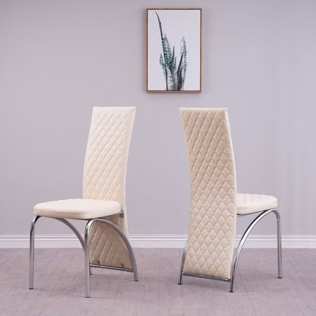 Modernique Irine Dining Chair in Black Faux Leather with Cantilever Base