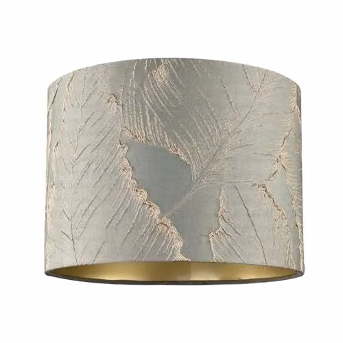 Happy Homewares Silver and Gold Jacquard Cotton Cylinder Lamp Shade W: 18 cm, H: 25 cm – 1