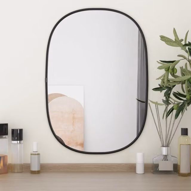 Berkfield Home Minimalist Rectangular Wall Mirror in Black, W: 50 cm, H: 35 cm