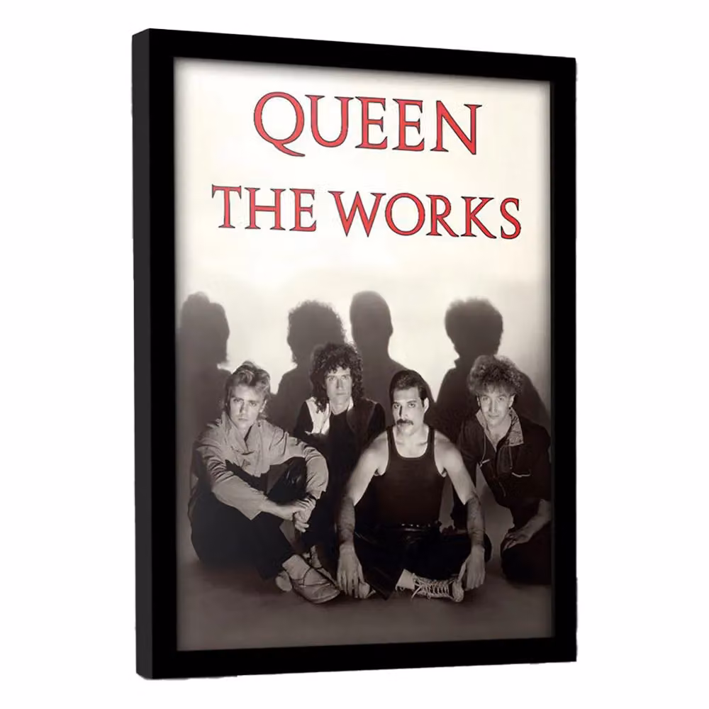 Queen The Works Framed Typography Paper Poster in White, W: 40 cm, H: 30 cm – 3