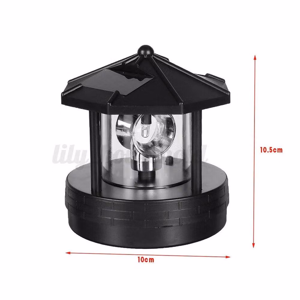 FLAVORA Large Solar Rotating LED Lighthouse Garden Light in Black – 2
