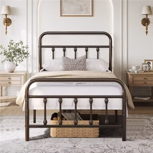 Yaheetech Vintage Metal Bed Frame in Bronze