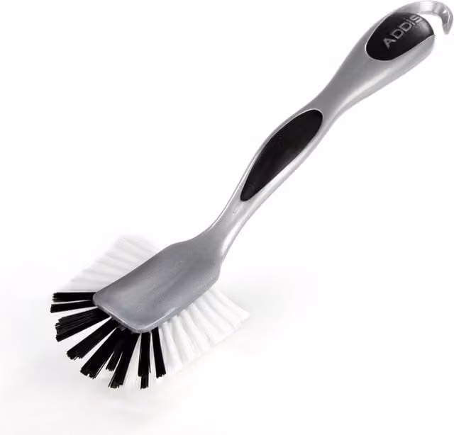 Addis Ultra Grip Washing Up Brush with Scraper in Silver and Grey