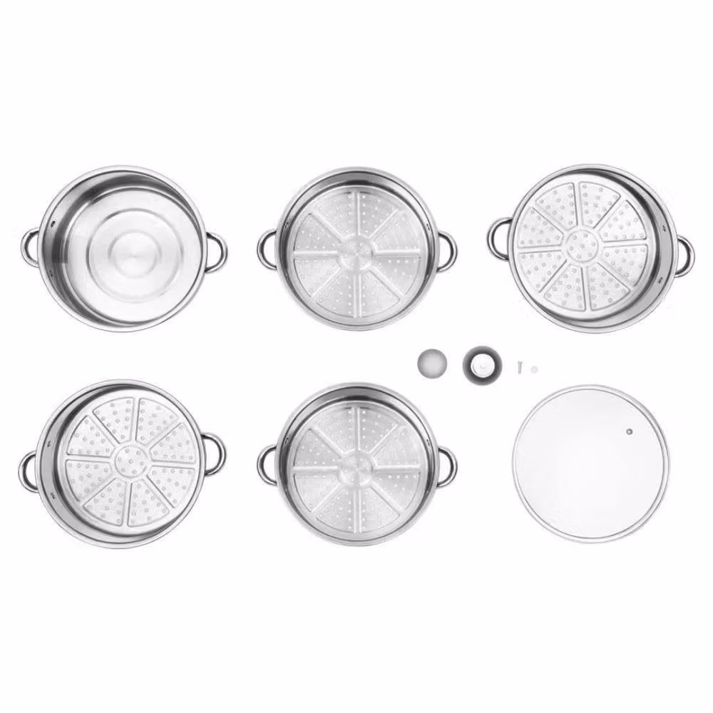 Kelvenix Stainless Steel Induction Hob Multi Veg Cooker Pot Set in Silver – 5