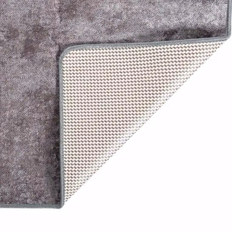 Berkfield Home Washable Anti Slip Round Rug in Grey, W: 80 cm, D: 150 cm