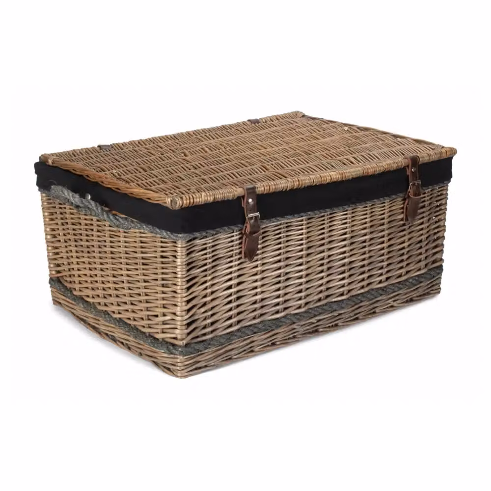 Red Hamper Antique Wash Picnic Basket with Rope Handles in Taupe, W: 72 cm – 2