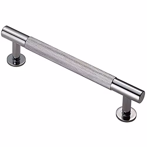 Loops Knurled Bar Door Pull Handle in Chrome, 158 x 13 mm with 128 mm Fixing Centres