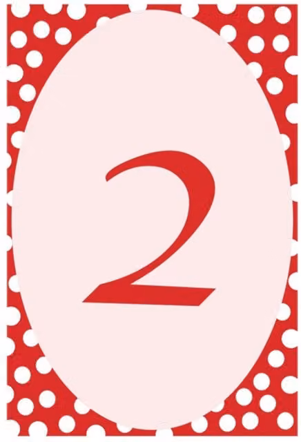 KDMD Red Polka Dot Laminated Table Numbers, 72 Cards
