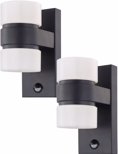 Loops 2 Pack Anthracite Aluminium Outdoor LED Wall Lights with PIR Motion Sensor and IP44 Rating – 1