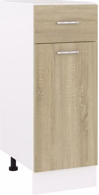 Berkfield Home Sonoma Oak Drawer Bottom Cabinet in Brown, W: 30 cm, D: 46 cm, H: 81.5 cm
