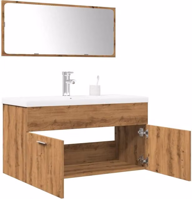 Berkfield Home 3 Piece Modern Bathroom Furniture Set in Artisan Oak Brown