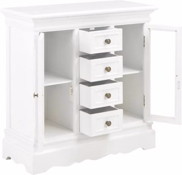 Berkfield Home White Solid Pine Wood Sideboard W/D/H: 70 x 28 x 70 cm