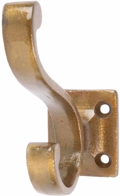 Hammer and Tongs Brass Gold Square Back Hat and Coat Wall Hook