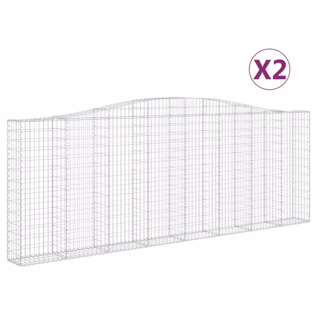 Berkfield Home Arched Gabion Baskets, 2 Piece Set, Silver Galvanised Steel, W: 400 cm, D: 30 cm, H: 140-160 cm – 2
