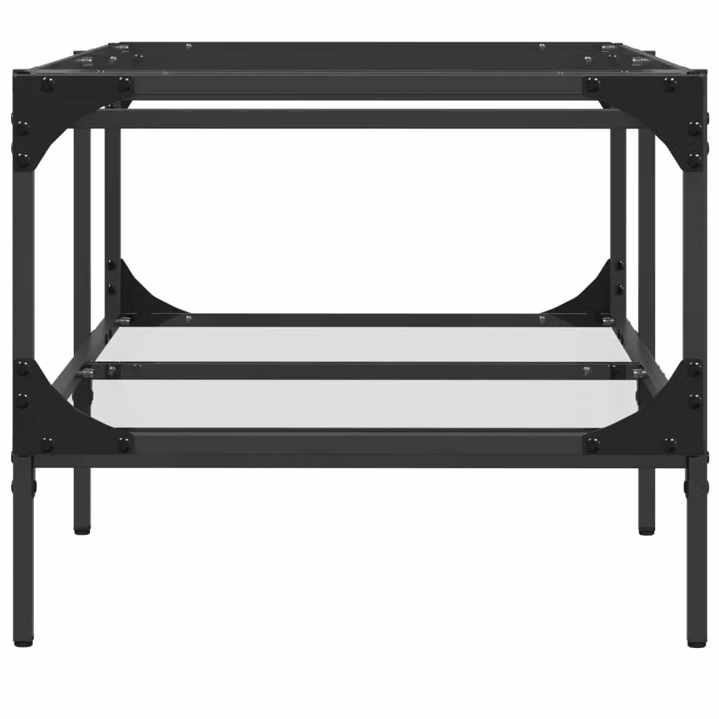 Berkfield Home Modern Rectangular Coffee Table with Transparent Glass Top and Brown Steel Frame, W: 98.5 cm, D: 50 cm, H: 45 cm – 3