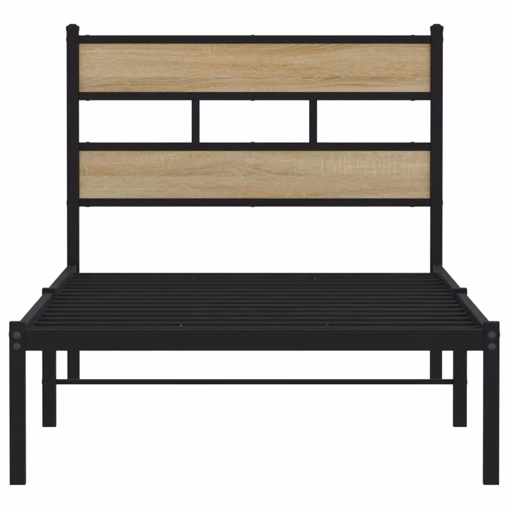 Berkfield Home Metal Bed Frame in Sonoma Oak Brown, W/D/H: 100 x 200 cm – 3