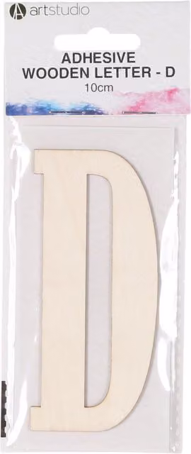 Art Studio Adhesive Wooden Letter D in Beige