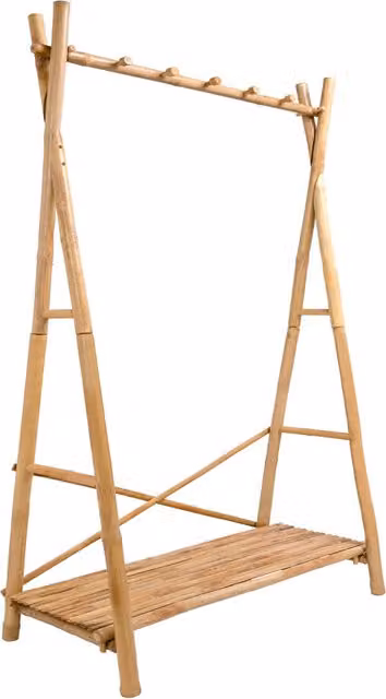Nordlys Modern Solid Bamboo A-Frame Entryway Coat Rack with Distributed Point Hooks, Brown, H: 190.0 cm x W: 102.0 cm