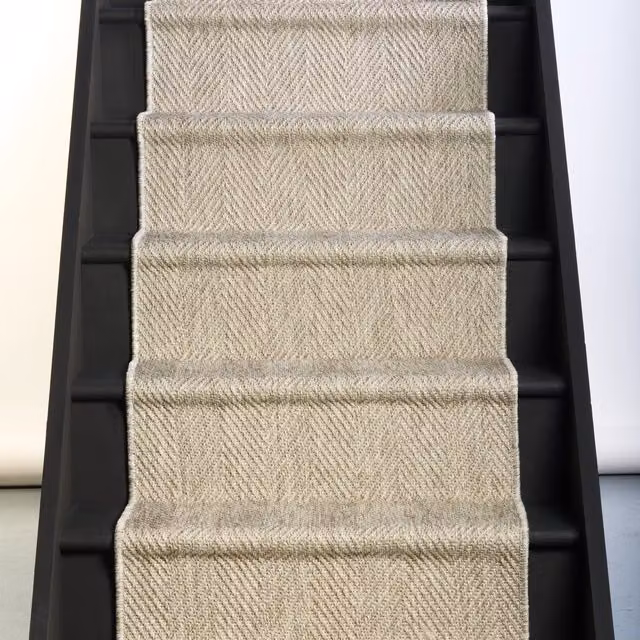 RainbowHome New England Grey Herringbone Stair Runner with Self-Colour Edge, W: 55 cm x L: 700 cm