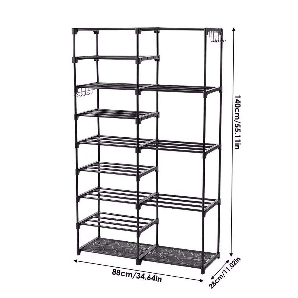 Hinsinc 9 Tier Large Capacity Metal Shoe Rack in Black, W: 50 x H: 140 x D: 28 cm – 2