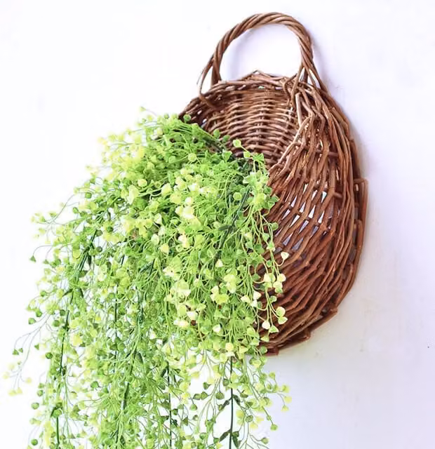 Livingandhome Artificial Hanging Vine Plant with White Leaves