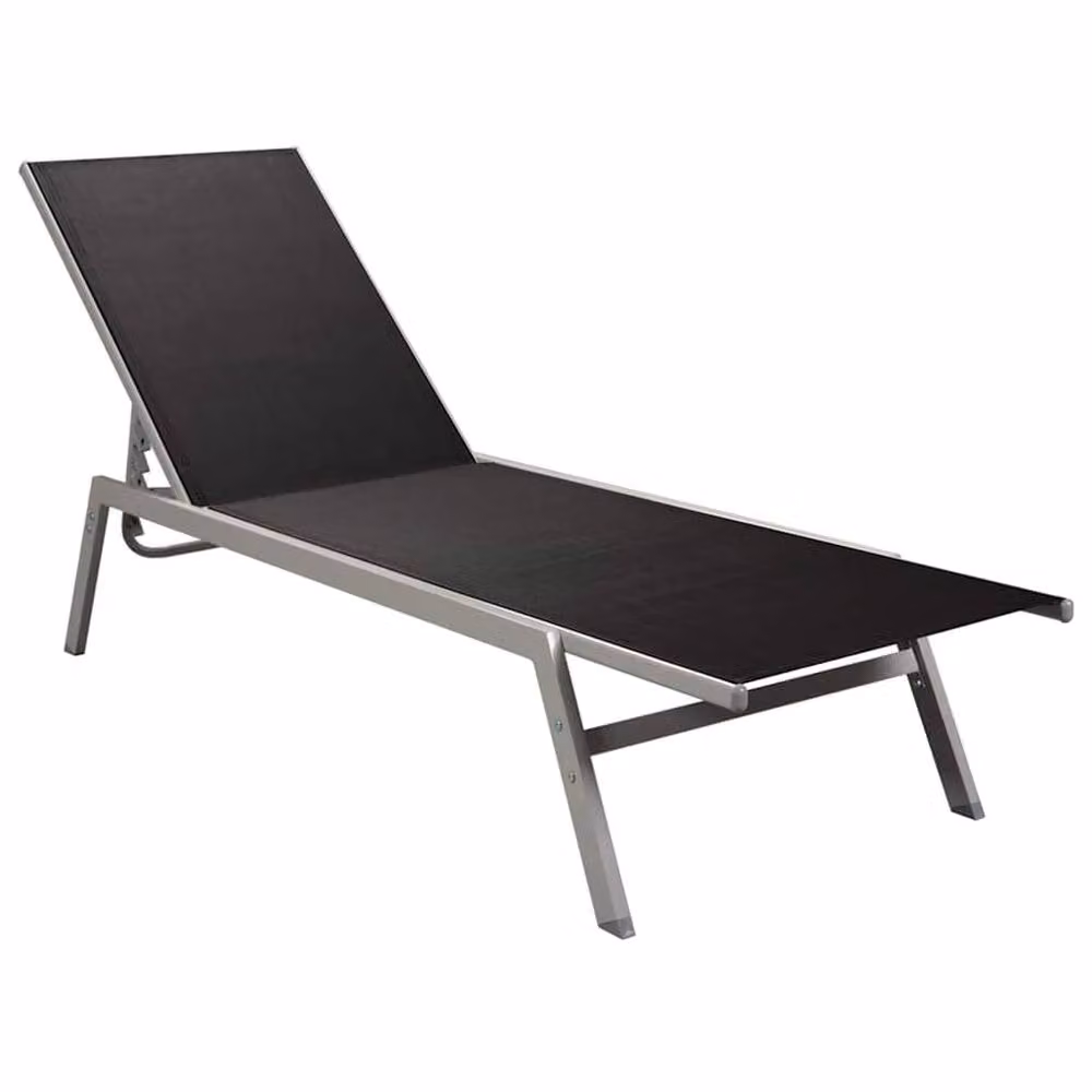 Berkfield Home Sun Lounger in Black Powder Coated Steel and Textilene with Adjustable Headrest – 2