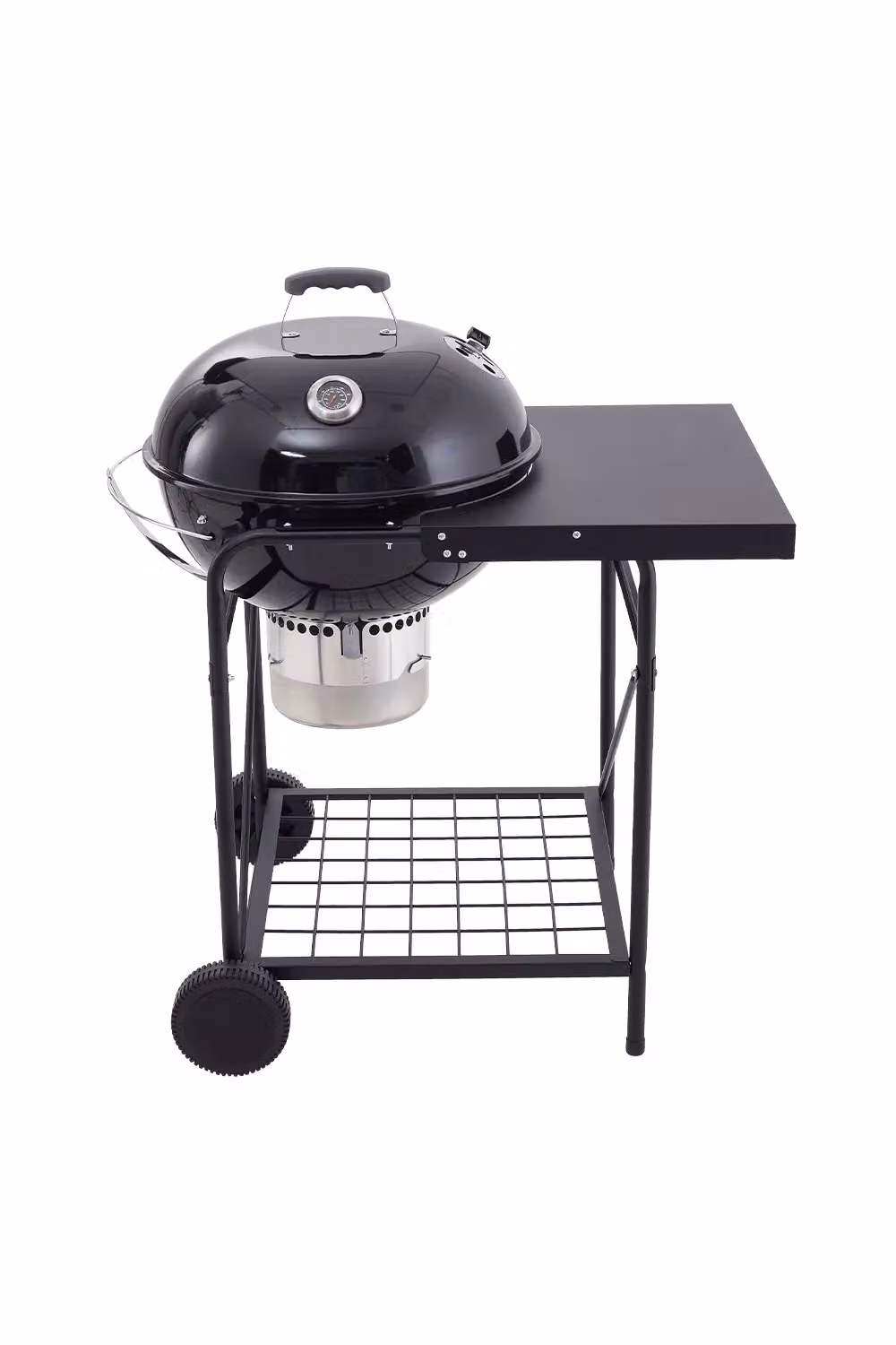 Living and Home Round Outdoor Charcoal Grill with Side Table and Wheels, Black, W/D/H: 105.0 x 94.5 x 105.0 cm – 3