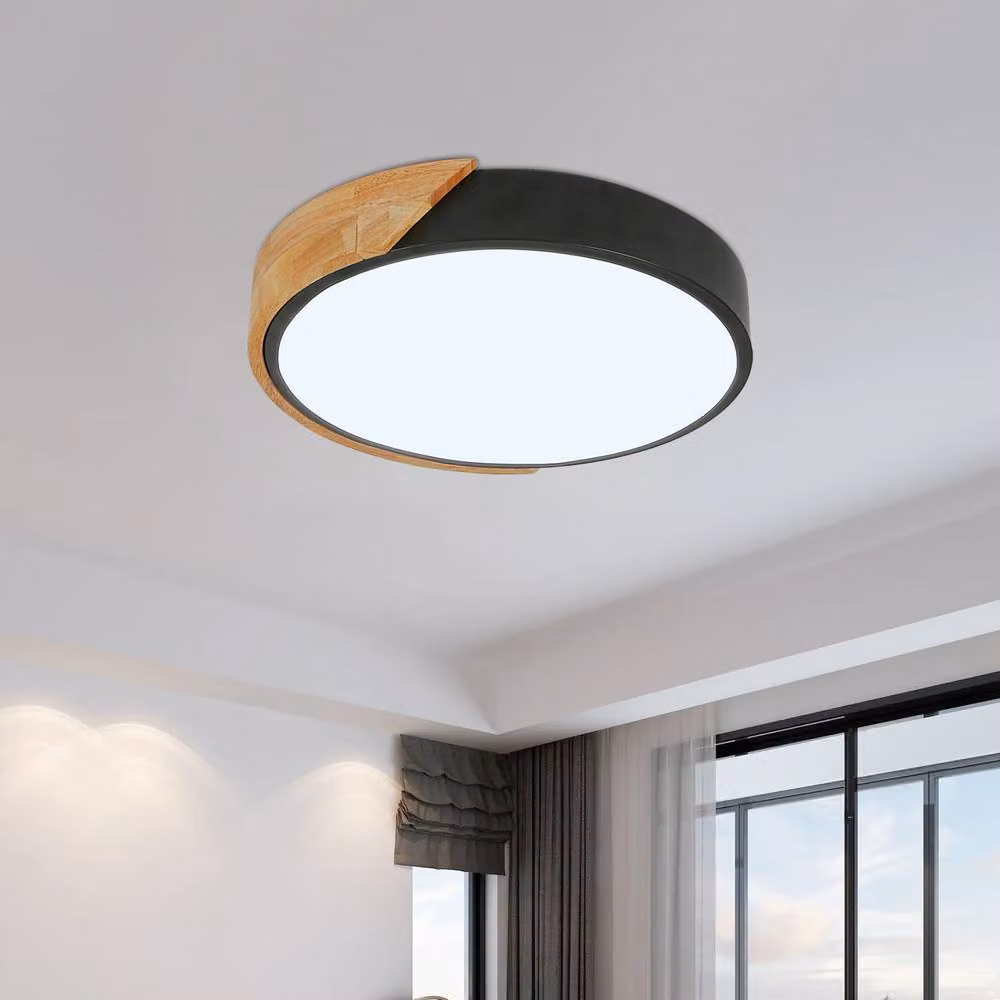 Pheashine Modern Round LED Ceiling Light, 24W, Black, 6500K Cool White, Diameter: 32 cm – 2