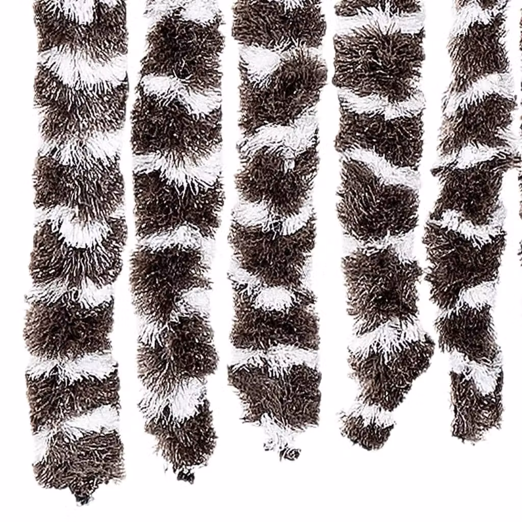 Berkfield Home Chenille Fly Curtain in Brown and White, W/H: 100 x 200 cm – 5