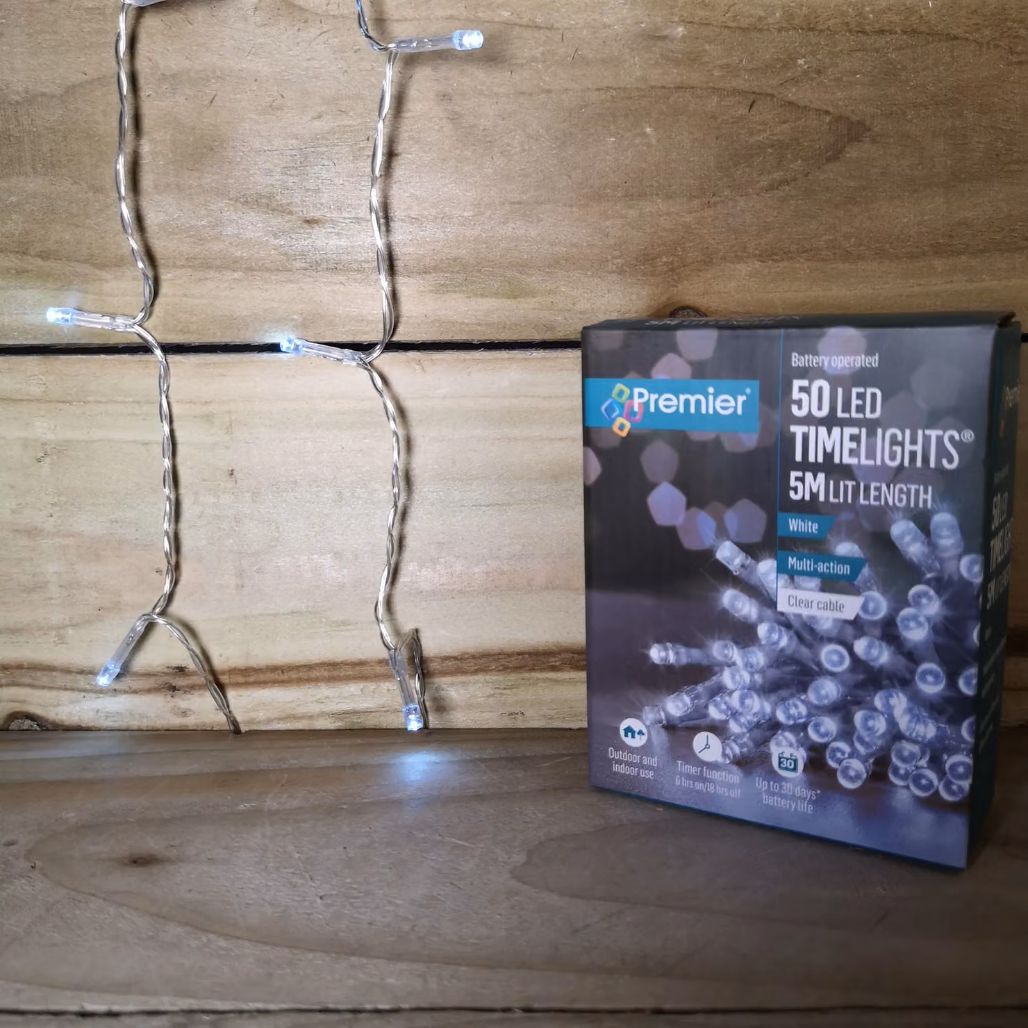 Samuel Alexander 5m Battery Operated Christmas String Lights with 50 Cool White LEDs on a Transparent Cable – 4