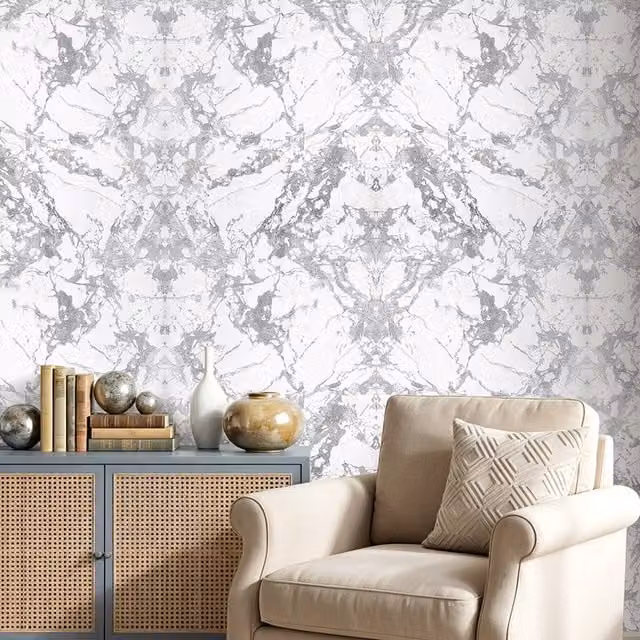 Lifeideas Abstract Modern 3D Embossed Non-Woven Pearlescent Wallpaper Roll - Grey