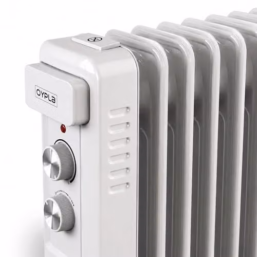 Oypla 2500W Portable Oil Filled Radiator with Thermostat and Overheat Protection, White – 4
