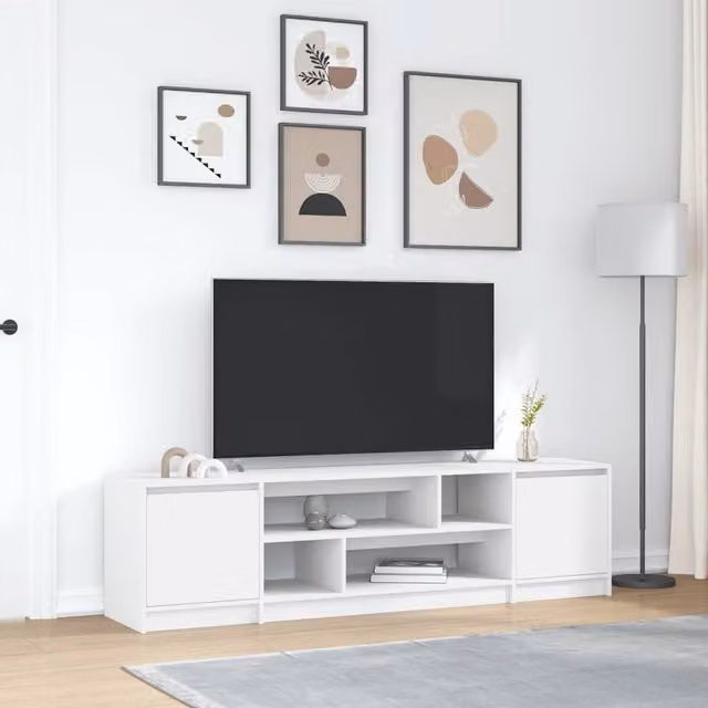 Berkfield Home Modern White Matt TV Cabinet W/D/H: 188.5 x 50 x 50 cm