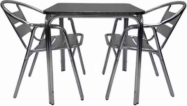 NESTLUNE Aluminium Cafe Bistro Furniture Set in Silver – 1