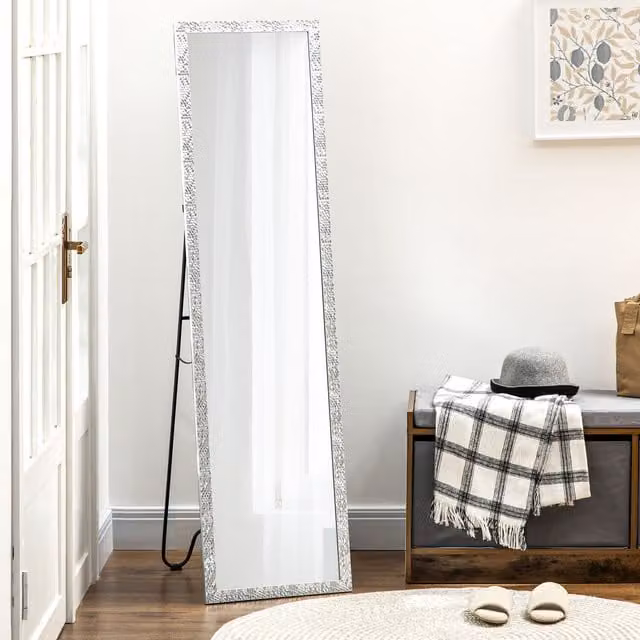 HOMCOM Full Length Freestanding Rectangular Mirror with PS Frame in Silver