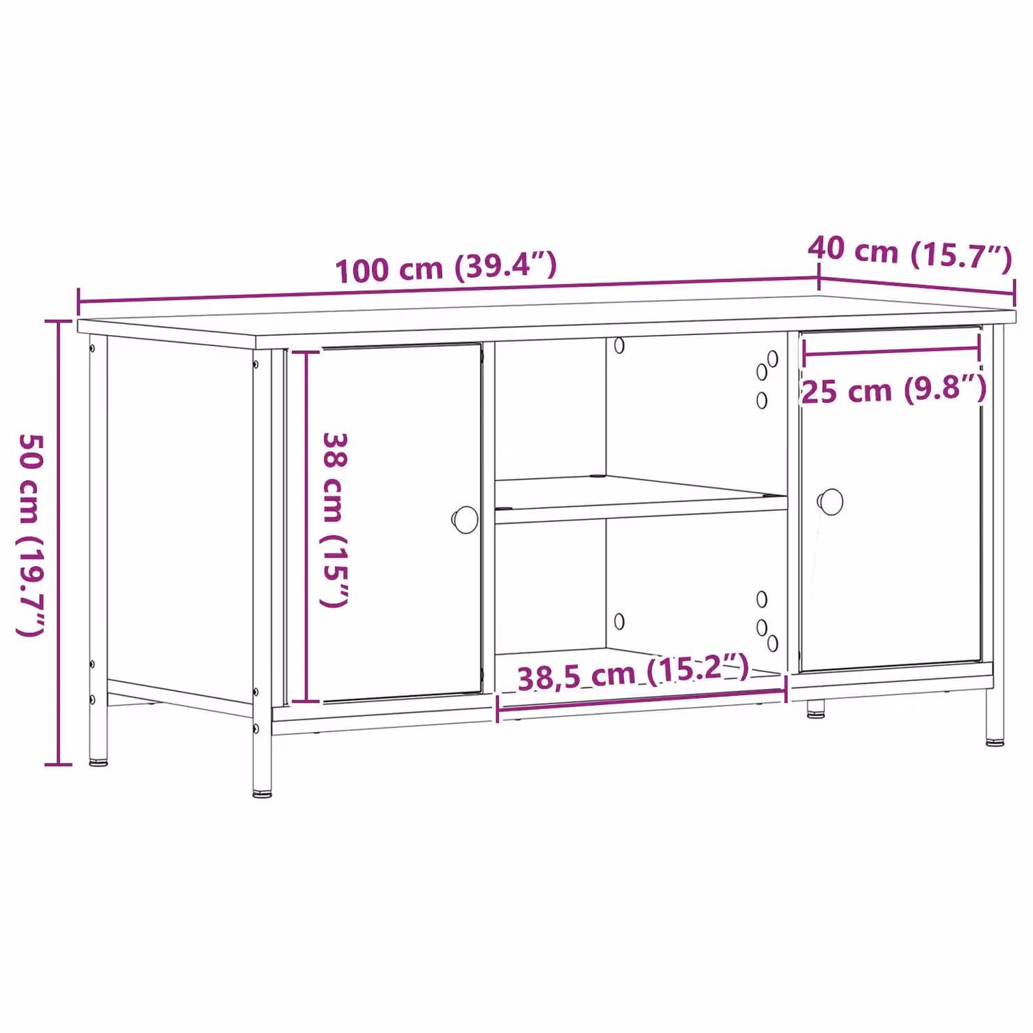 Berkfield Home Rustic TV Cabinet in Brown, Engineered Wood and Steel, W/D/H: 100 x 40 x 50 cm – 5